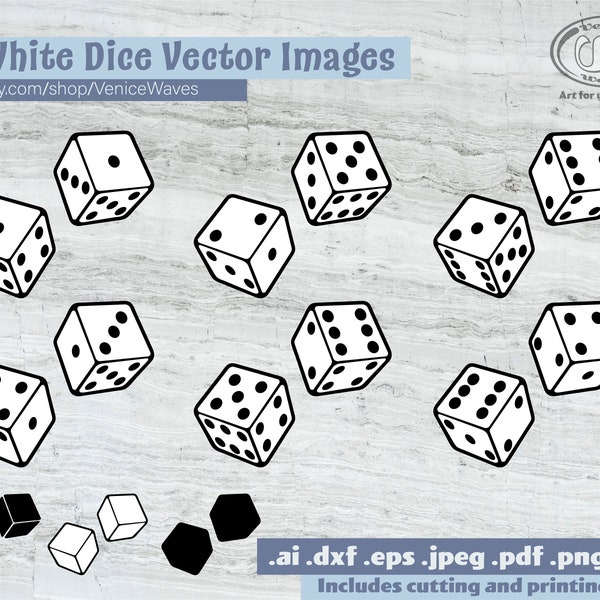White Dice SVG, White Dice Cut File, White Dice Clipart, White Dice PDF, Dice Download, Digital Download, Instant Download, Cricut Files