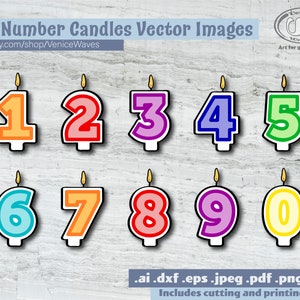 Number Candles SVG, Number Candles Cut File,birthday Candles Clipart