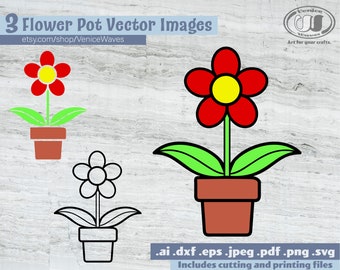 Flower Pot SVG, Flower Pot Cut File, Flower Pot Clipart, Flower Pot PDF, Flower Pot Download, Digital Download, Instant Download