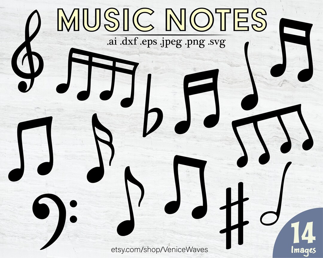 Music Notes Clipart, Single Layer Cut File, Printable Instant Digital Download - Etsy