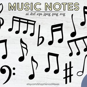 Muziek notities clipart, enkellaags gesneden bestand, afdrukbare instant digitale download