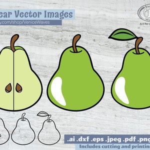 Clipart di pere, pera tagliare File, stampabile pera, Clipart frutta, pera Download, Download digitale, Download immediato, Cricut file