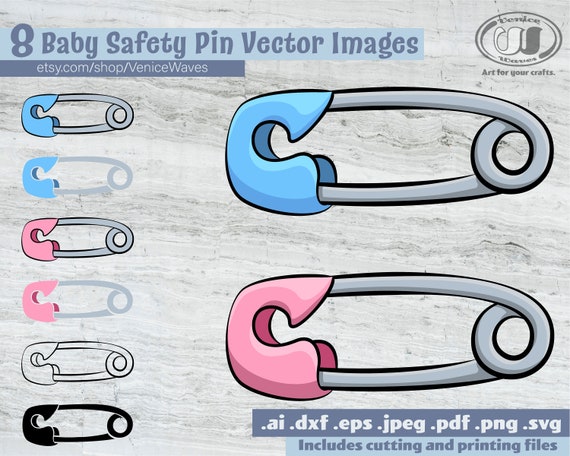 Safety Pins Svg Diaper Pins Clip Art Baby Shower Svg Files Diaper Pins  Clipart Safety Pins Dxf Silhouette Cut File Baby Pin 