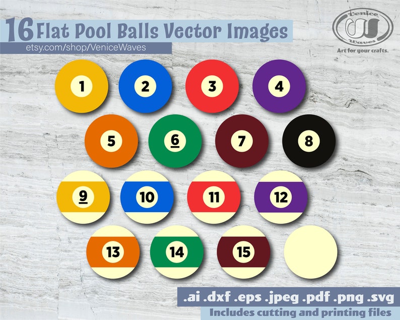 Flat Pool Balls SVG Pool Balls Cut File Pool Balls Clipart Etsy