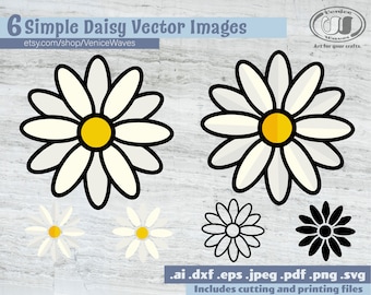 Semplice Daisy SVG, Semplice Daisy Cut File, Simple Daisy Clipart, Daisy PDF, Simple Daisy Download, Download digitale, Download istantaneo,