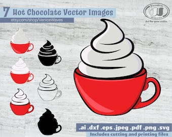 Hot Cocoa SVG, Hot Cocoa Cut File, Hot Chocolate Clipart, Hot Cocoa PDF, Hot Cocoa Download, Digital Download, Instant Download, Cricut File
