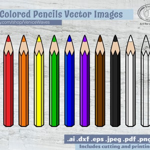 Lápis de cor SVG, arquivo de corte de lápis de cor, clipart de lápis de cor, PDF de lápis de cor, download de lápis de cor, download digital