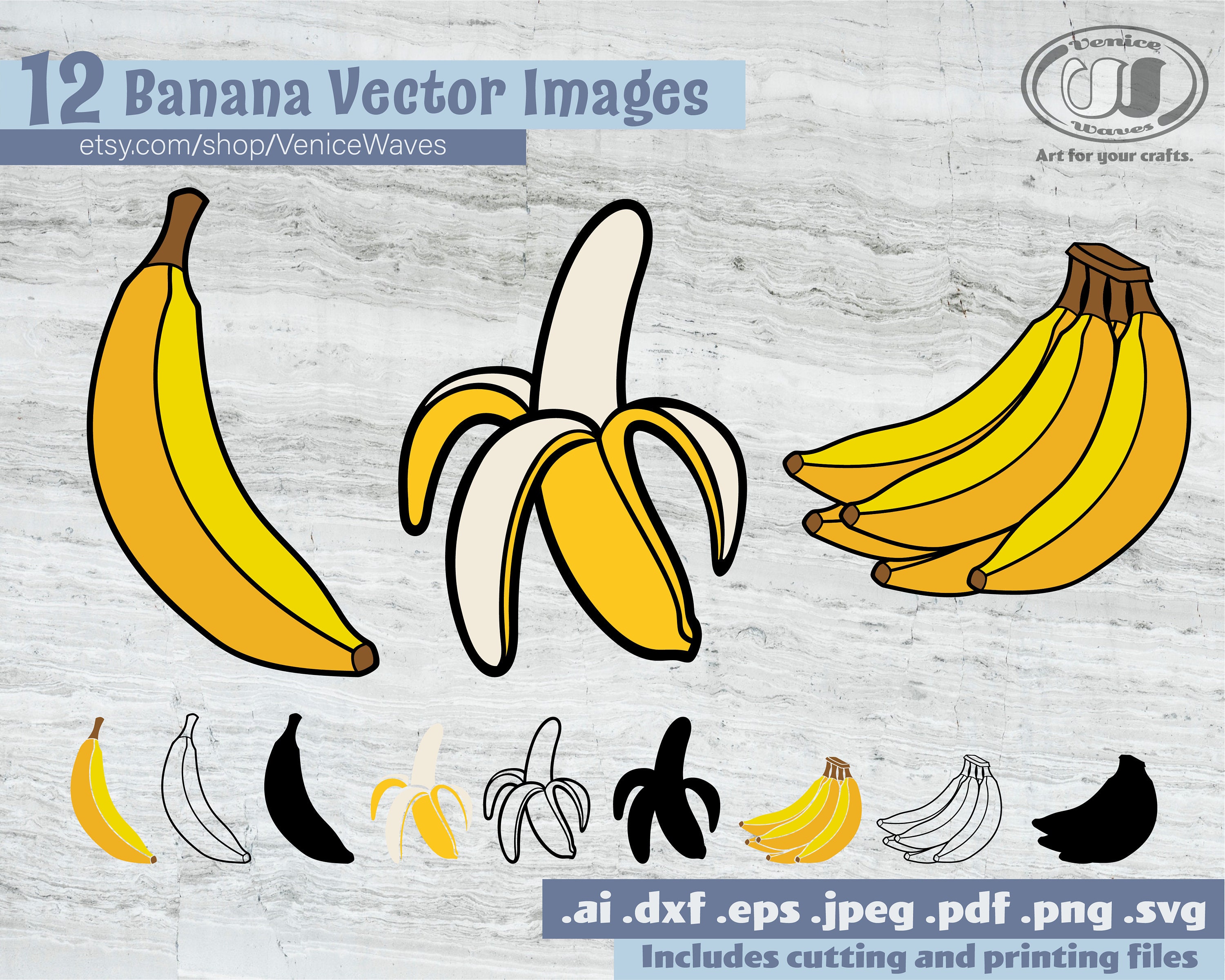 Bananas Clipart Peeled Banana Cut File Banana Bunch Clipart Etsy Canada