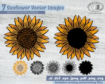 SVG girasole, girasole tagliare File, girasole Clipart, PDF girasole, girasole Download, Download digitale, Download immediato, Cricut file