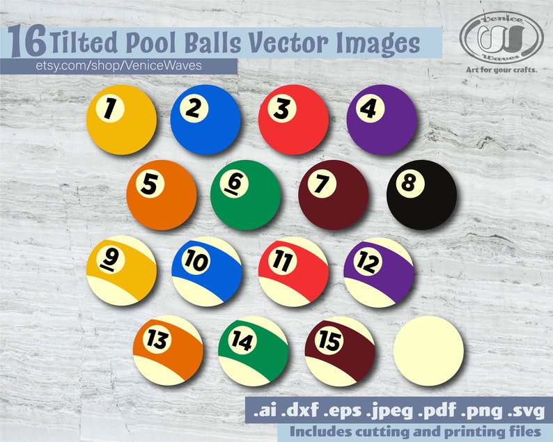 Tilted Pool Balls SVG Pool Balls Cut File Pool Balls Etsy