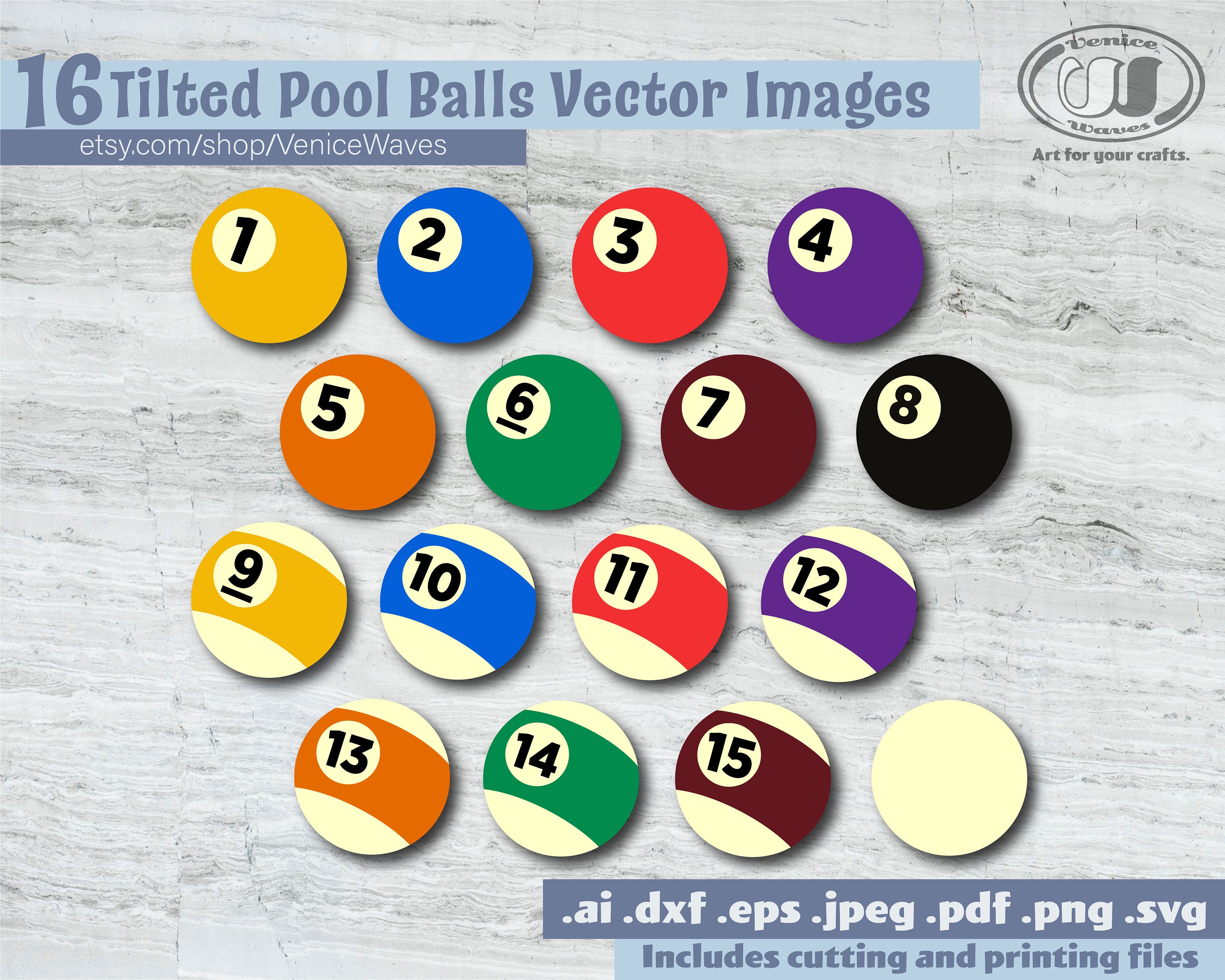 Tilted Pool Balls SVG Pool Balls Cut File Pool Balls Etsy