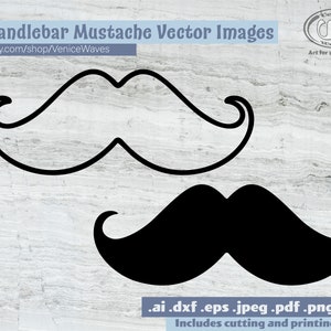 Arquivo de corte SVG de bigode de guiador, arquivos SVG de bigode, clipart de bigode, arquivos vetoriais, download instantâneo, arquivos para Cricut e silhueta