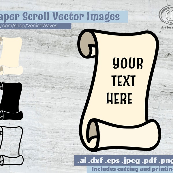 Paper Scroll SVG, Paper Scroll Cut File, Paper Scroll Clipart, Paper Scroll PDF, Paper Scroll Download, Digital Download, Instant Download