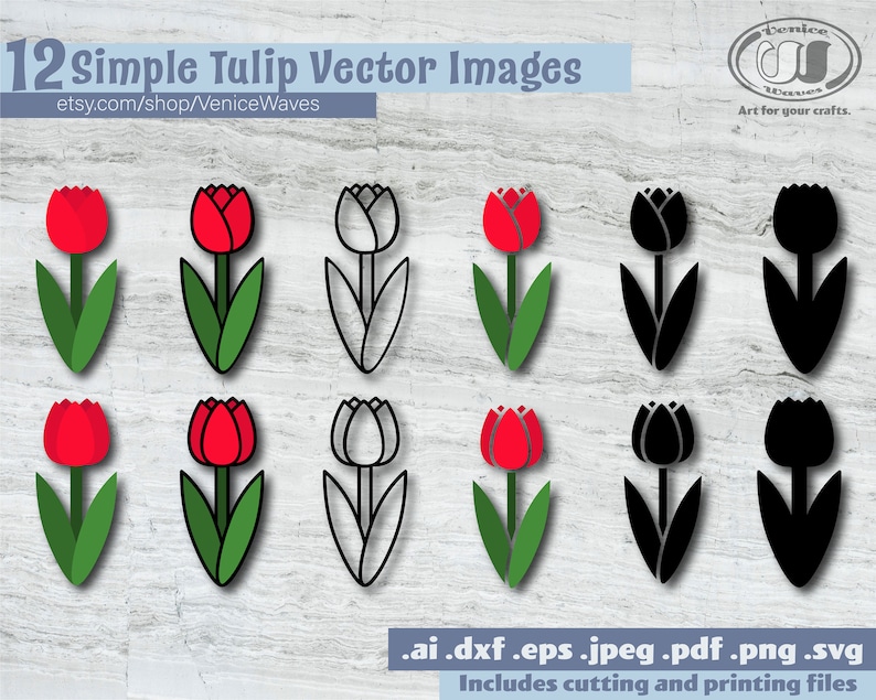 Download Simple Tulip SVG Simple Tulip Cut File Simple Flower | Etsy