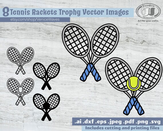 Crossed Tennis Rackets SVG Tennis Cut File Tennis Clipart | Etsy