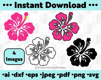 Hibiscus ai, dxf, eps, jpeg, pdf, png, svg, Hibiscus Clipart, Vector Files, Instant Download, Files for Cricut Silhouette, Flower Clipart