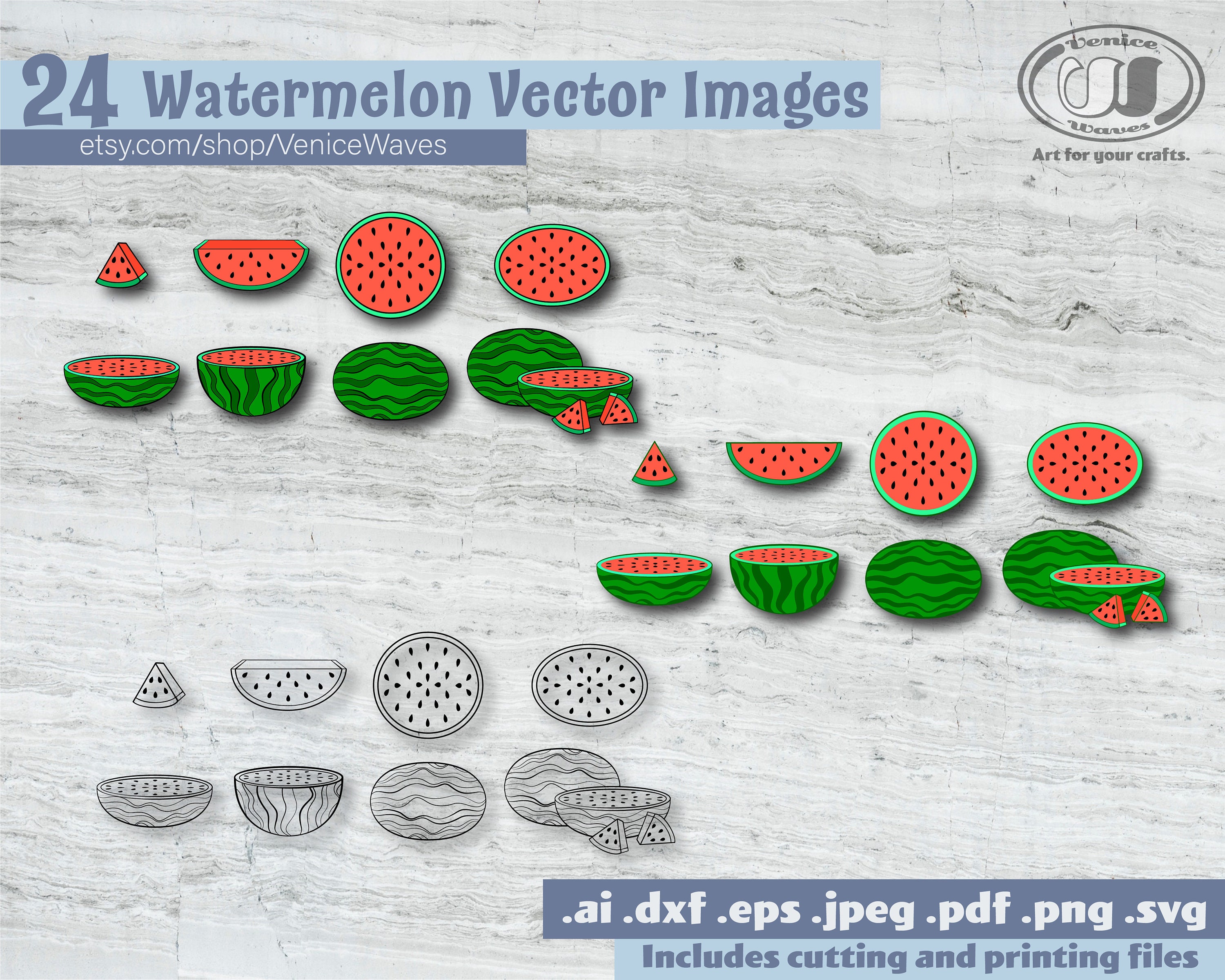 Watermelon SVG Watermelon Cut File Watermelon Clipart - Etsy