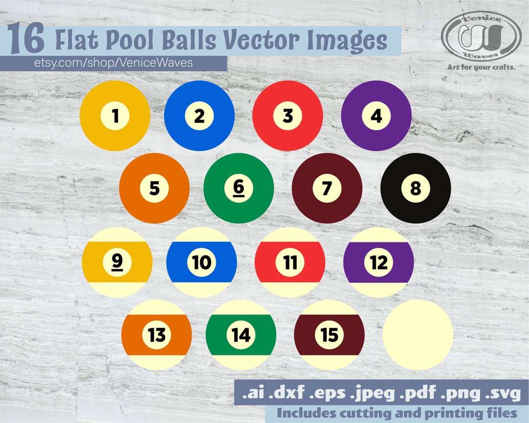 Flat Pool Balls SVG Pool Balls Cut File Pool Balls Clipart Etsy
