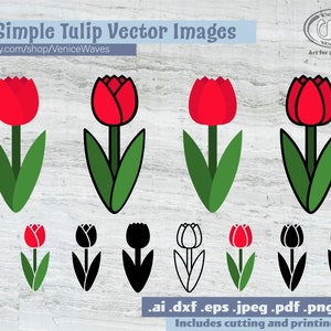 Einfache Tulpe SVG, einfache Tulpe geschnitten Datei, einfache Blume Clipart, Frühling PDF, einfache Tulpe Download, digitaler Download, sofortiger Download