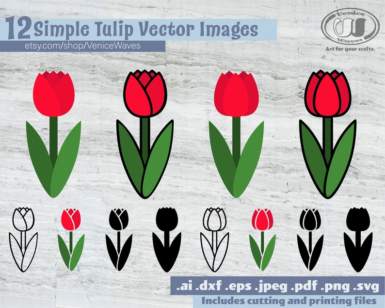 Download Simple Tulip SVG Simple Tulip Cut File Simple Flower | Etsy