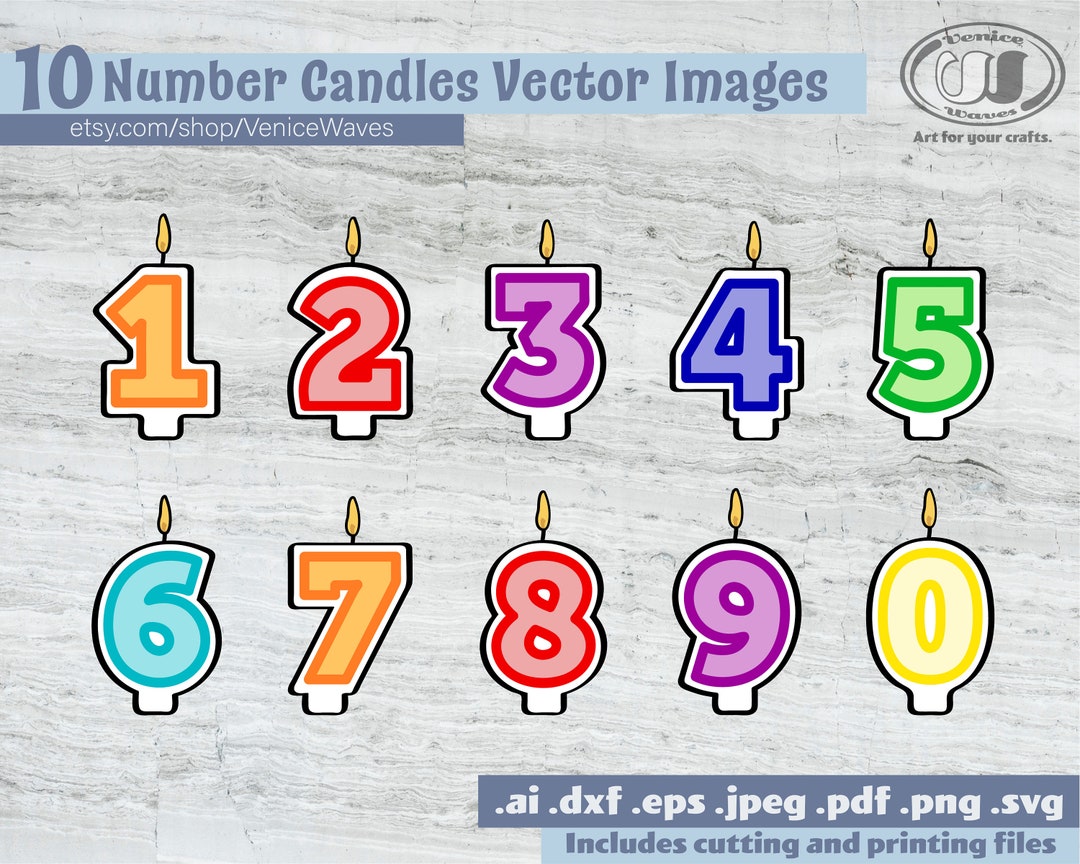 Number Candles SVG, Number Candles Cut File,birthday Candles Clipart