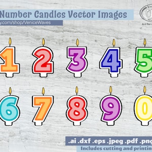 Number Candles SVG, Number Candles Cut File, Birthday Candles Clipart, Number Candles PDF, Birthday Candles Download, Digital Download