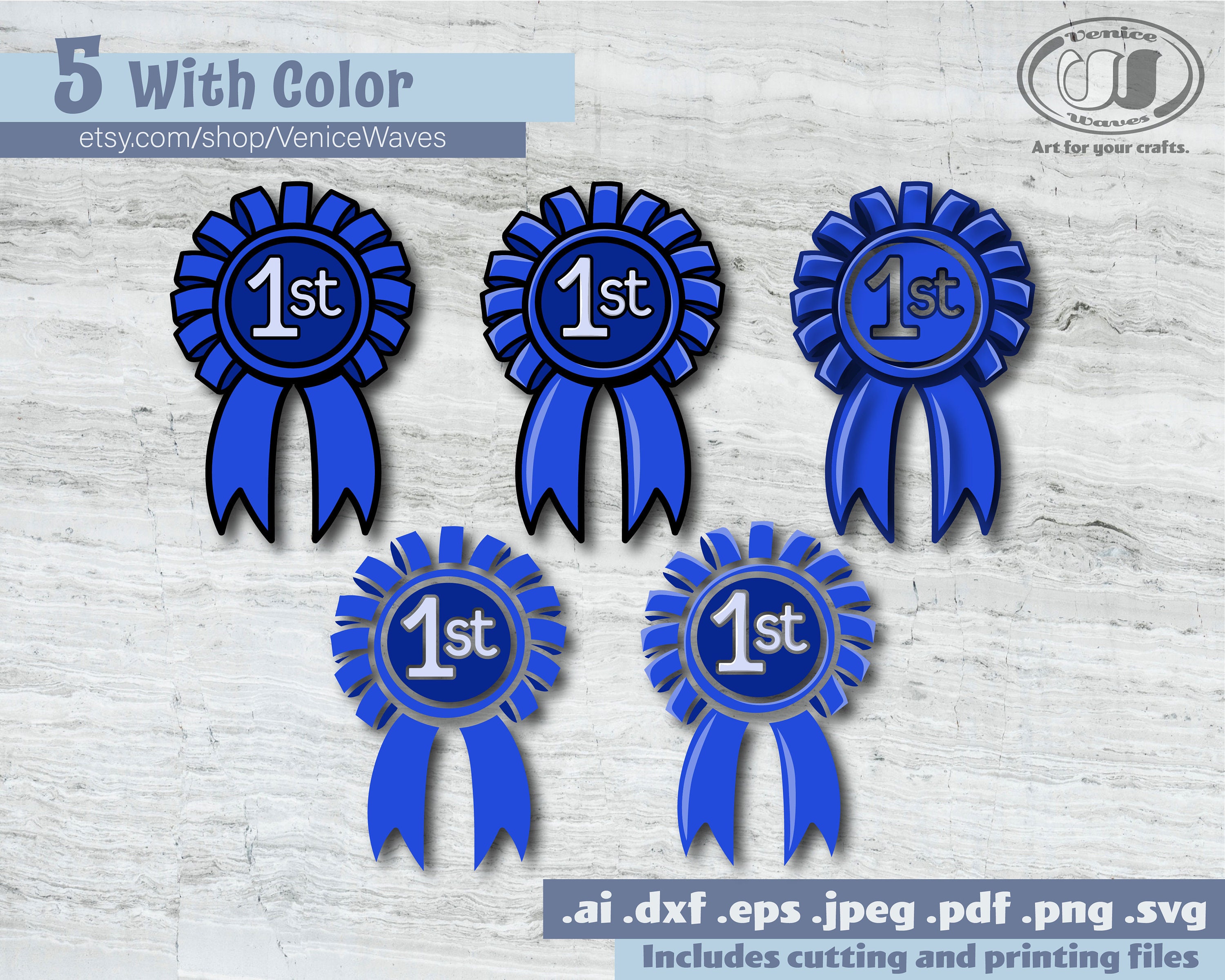 Blue Ribbon SVG Blue Ribbon Clipart Blue Ribbon Silhouette Cut File Award  Ribbon Svg Jpg Eps Pdf Png Dxf Download SC1182 