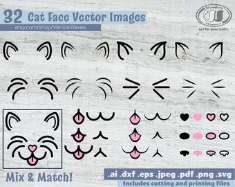 Katt ansikte SVG, katt ansikte klippfil, katt ansikte Clipart, katt ansikte PDF, katt nedladdning, digital nedladdning, omedelbar nedladdning, Cricut filer