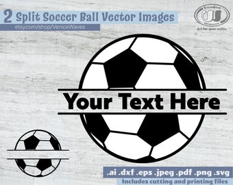 Delad fotboll SVG, Delad fotboll klippfil, Fotboll Clipart, Fotboll PDF, Fotboll Nedladdning, Omedelbar Nedladdning