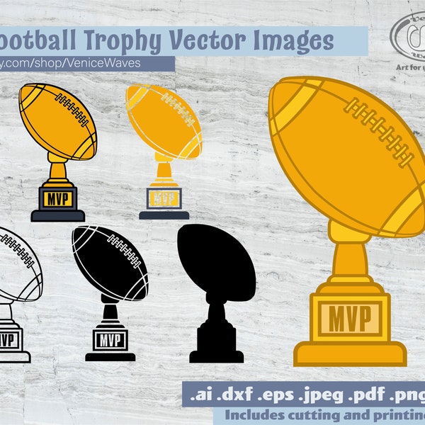 Mounted Football Trophy Cup SVG, Football Trophy Cut File, Award Clipart, Sports PDF, Sports Download, Digital Download, Instant Download