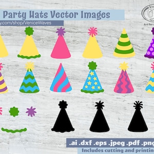 Party Hats SVG, Party Hats Cut File, Party Hats Clipart, Party Hats PDF, Party Hats Download, Digital Download