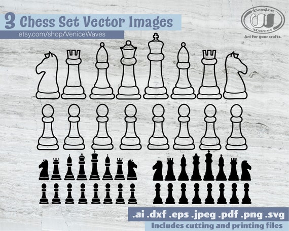 Chess Pieces SVG 1 Chess Pieces Cut File Chess Pieces DXF 