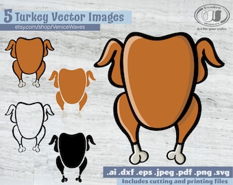 Cooked Turkey SVG, Thanksgiving Cut File, Food Clipart, Holiday PDF, Thanksgiving Download, Digital Download, Instant Download, Cricut Files