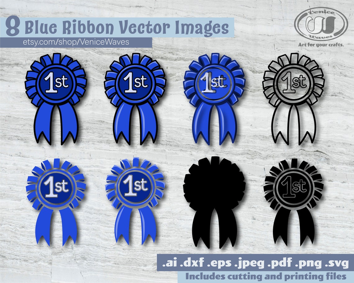 Blue Ribbon SVG, Blue Ribbon Cut File, Blue Ribbon Clipart, Blue Ribbon ...