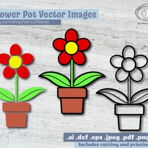 Flower Pot SVG, Flower Pot Cut File, Flower Pot Clipart, Flower Pot PDF, Flower Pot Download, Digital Download, Instant Download image 2