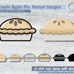 SVG simples de torta de maçã, arquivo de corte de torta de maçã, clipart de torta de maçã, PDF de torta de maçã, download de cerejas, download digital, download instantâneo