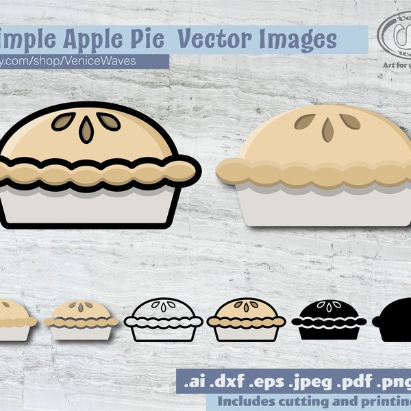 Simple Apple Pie SVG, Apple Pie Cut File, Apple Pie Clipart, Apple Pie PDF, Cherries Download, Digital Download, Instant Download