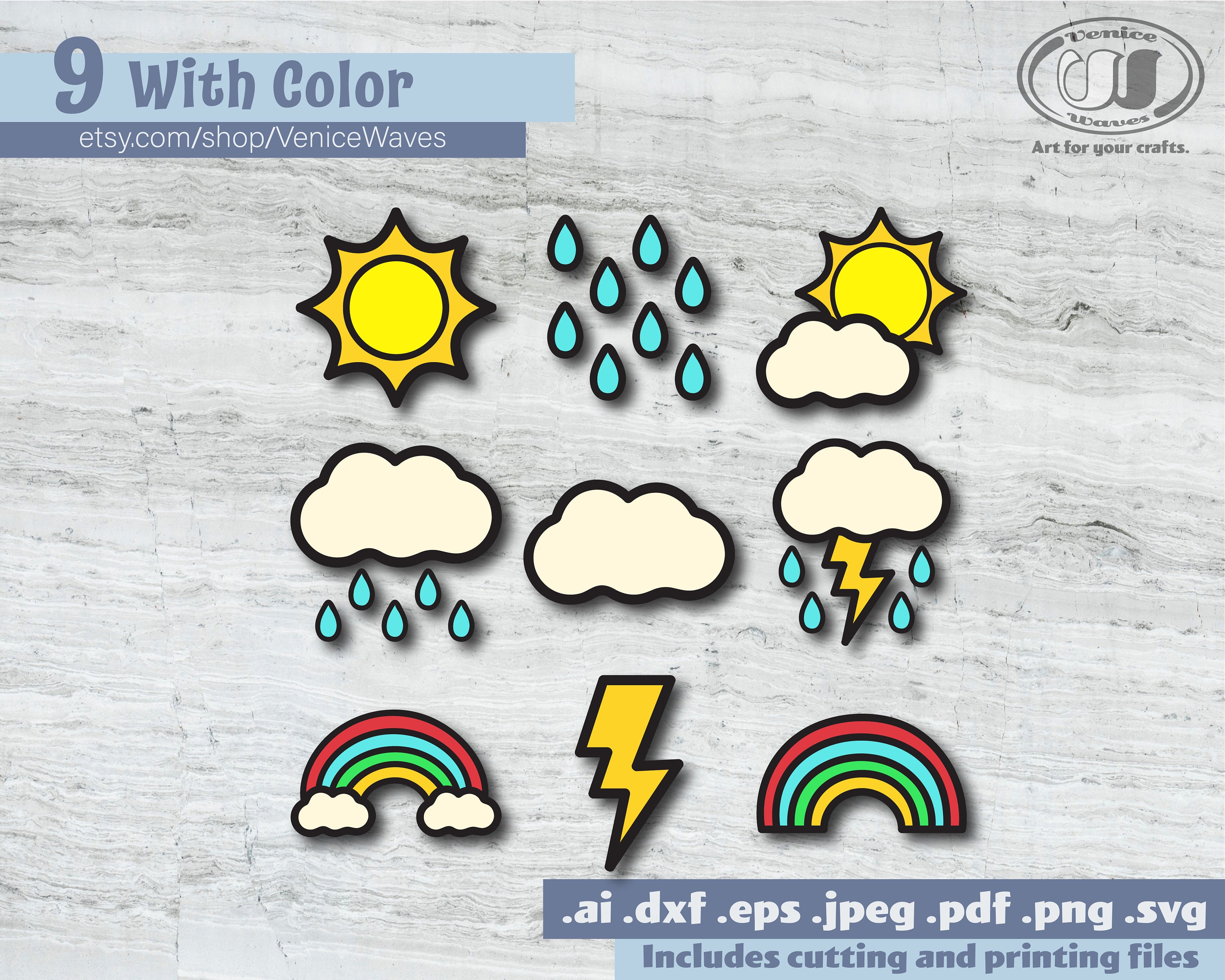 Set Weather Svg Simple Weather SVG, Simple Weather Cut File, Simple Weather Clipart ...