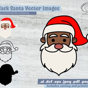 Black Santa Claus SVG, Black Santa Cut File, Christmas Clipart, Black Santa PDF, Black Santa Download, Digital Download, Instant Download