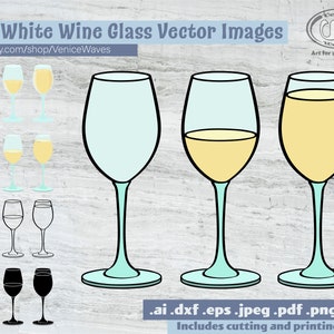White Wine Glass Clipart, White Wine Glass Cut Files, White Wine Glass Vector Art, Cricut SVG Files, Silhouette Cut Files, Wine Clip Art
