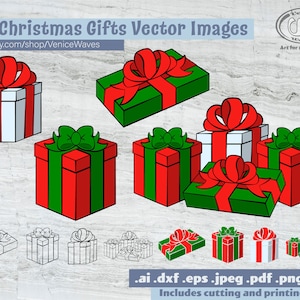 Weihnachtsgeschenke ClipArt, Geschenk geschnitten Datei, Geschenk-Box SVG, Weihnachten Clipart PDF, druckbare Geschenk-Box, digitaler Download