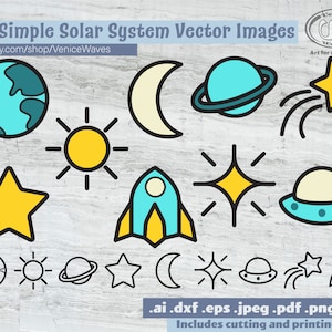 Simple Solar System SVG, Simple Solar System Cut File, Simple Solar System Clipart, Simple Solar System  PDF, Simple Solar System Download