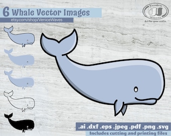 Whale SVG, Whale Cut File, Whale Clipart, Whale PDF, Dolphin Download, Digital Download, Instant Download, Cricut Files, Silhouette Files