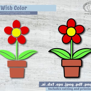 Flower Pot SVG, Flower Pot Cut File, Flower Pot Clipart, Flower Pot PDF, Flower Pot Download, Digital Download, Instant Download image 3
