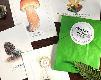 Pilz Postkarte, Aquarell Pilz Illustration, Cottagecore Briefpapier