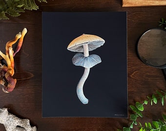 Psilocybe Cubensis Print , magic mushroom wall art, acrylic painting