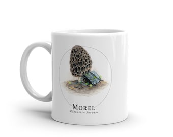 Morel Mushroom Mug: Watercolor Illustration, Mycophile Gift
