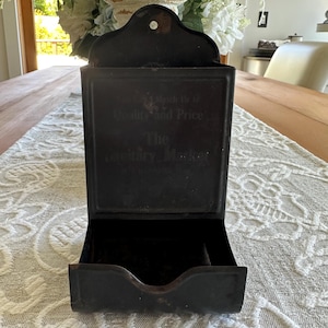 Vintage Black Metal Wall Match Holder