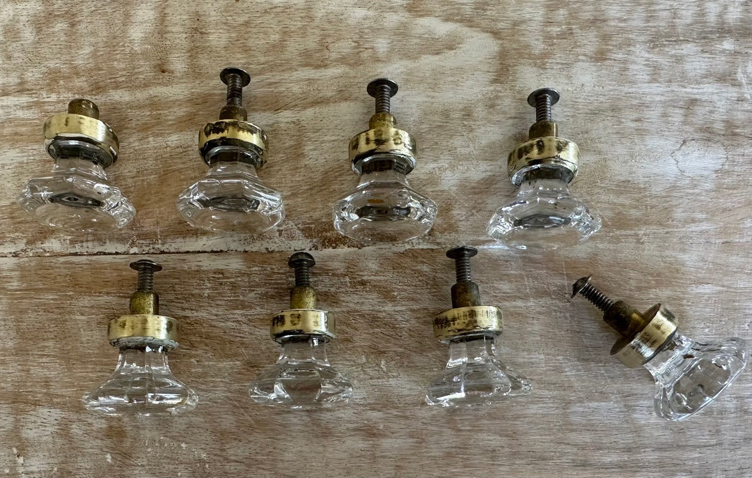 Set of 8 Glass Knobs Cabinet Knobs Dresser Knobs Vintage Glass Knobs ...