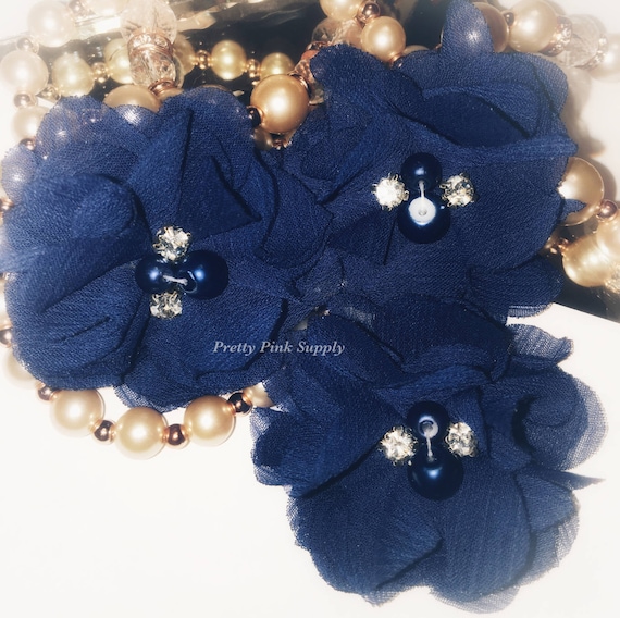 Floral Headband with Blue and Black Rhinestones Black Rhinestone & Blue Floral Headband Head Dress - Lot of  main image 2
